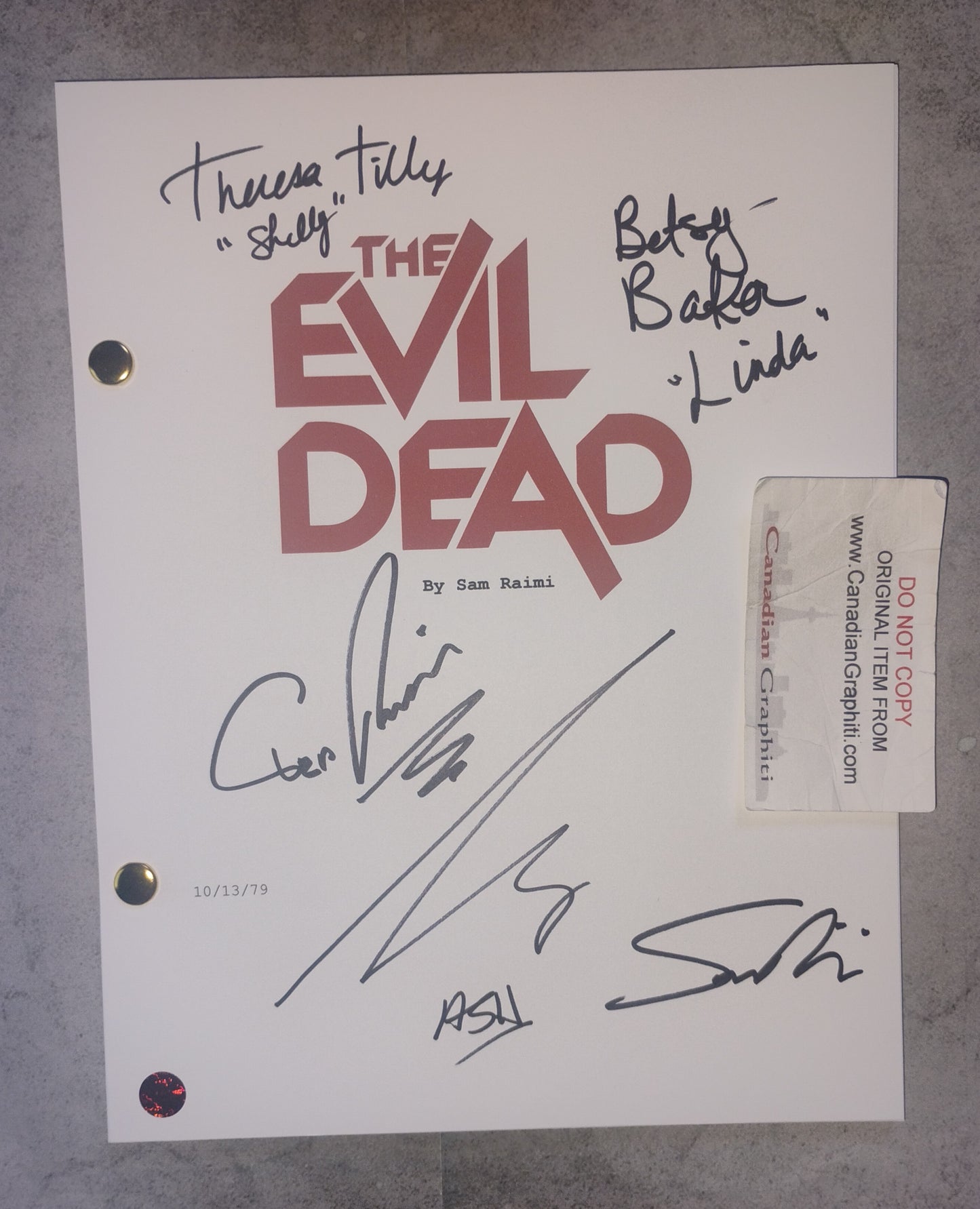 Evil Dead 5x Hand Signed Autograph Script COA Bruce Campbell, Sam Raimi