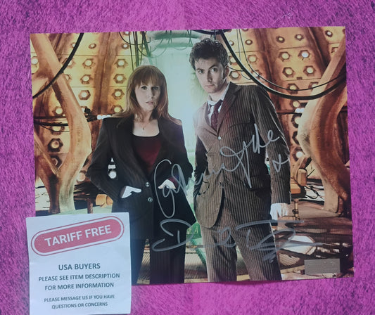 David Tennant & Catherine Tate Hand Signed Autograph 8x10 Photo COA Doctor Who