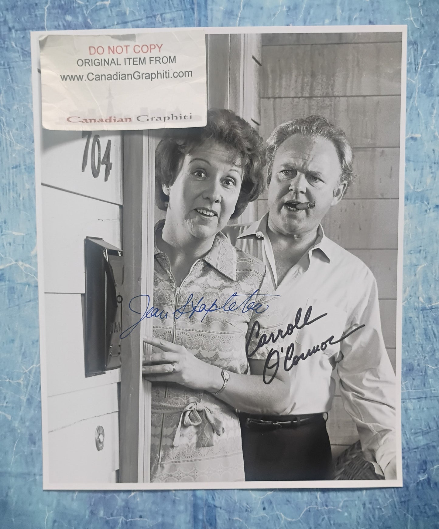 Carroll O'Connor & Jean Stapleton Hand Signed Autograph 8x10 Photo COA