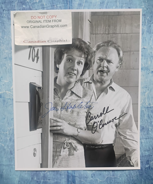 Carroll O'Connor & Jean Stapleton Hand Signed Autograph 8x10 Photo COA