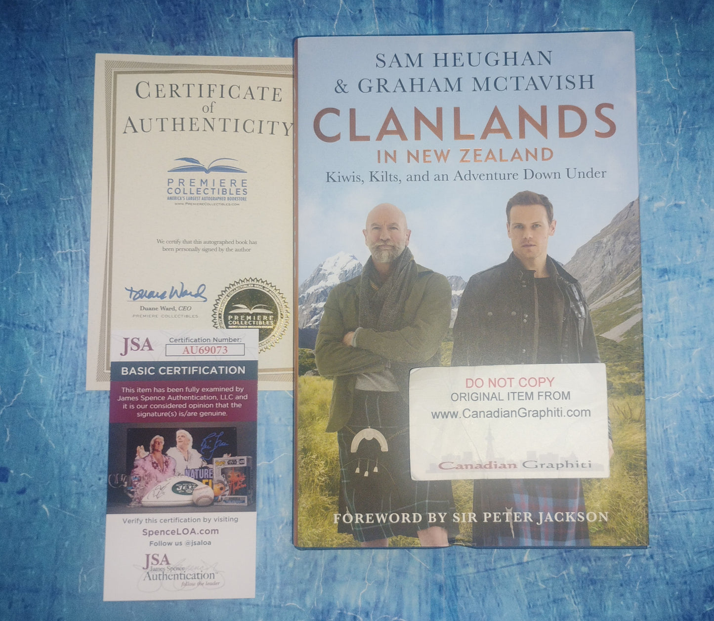 Sam Heughan & Graham McTavish Hand Signed Autograph Clanlands Book JSA COA Outlander