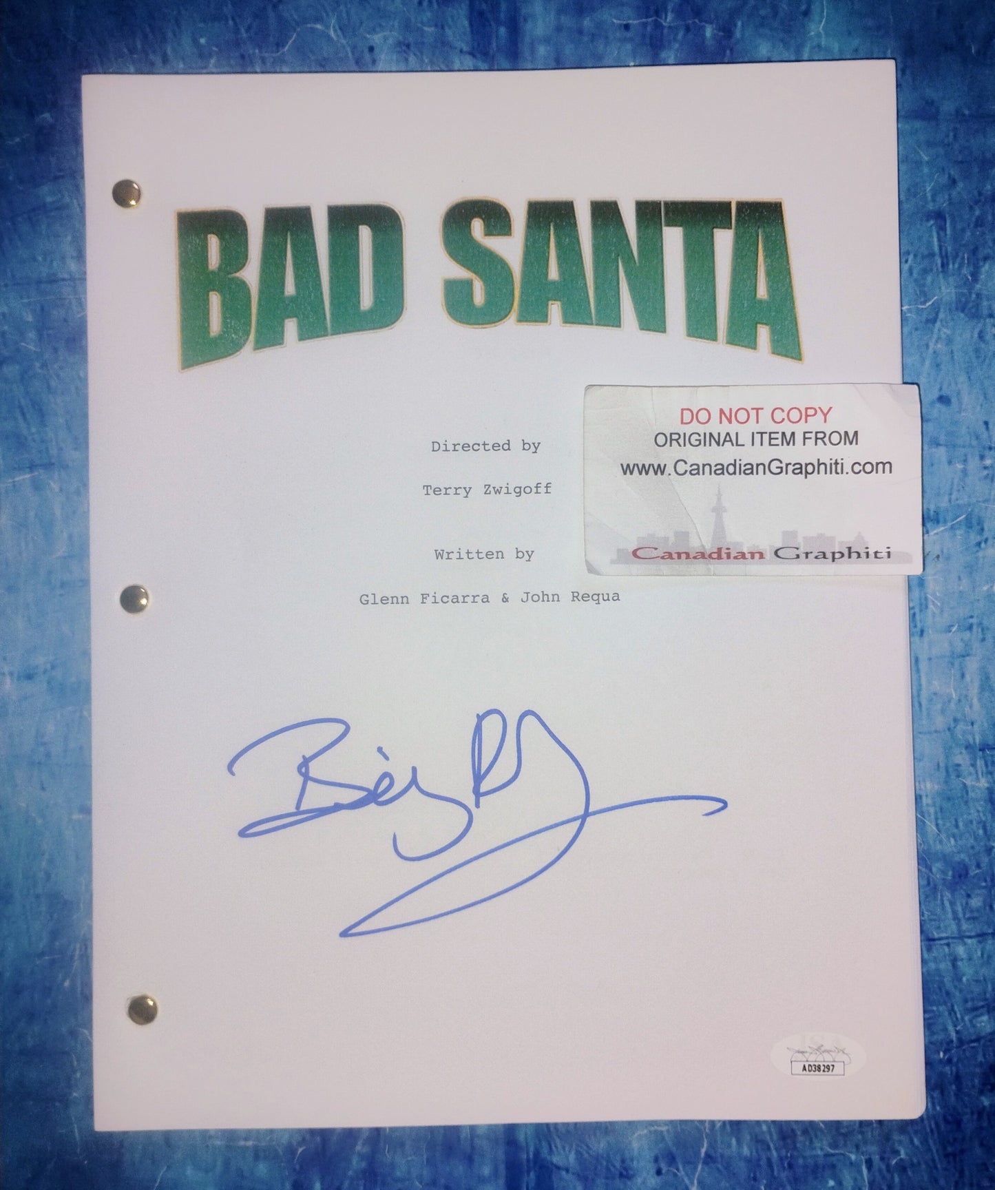 Billy Bob Thornton Hand Signed Autograph Bad Santa Script JSA COA