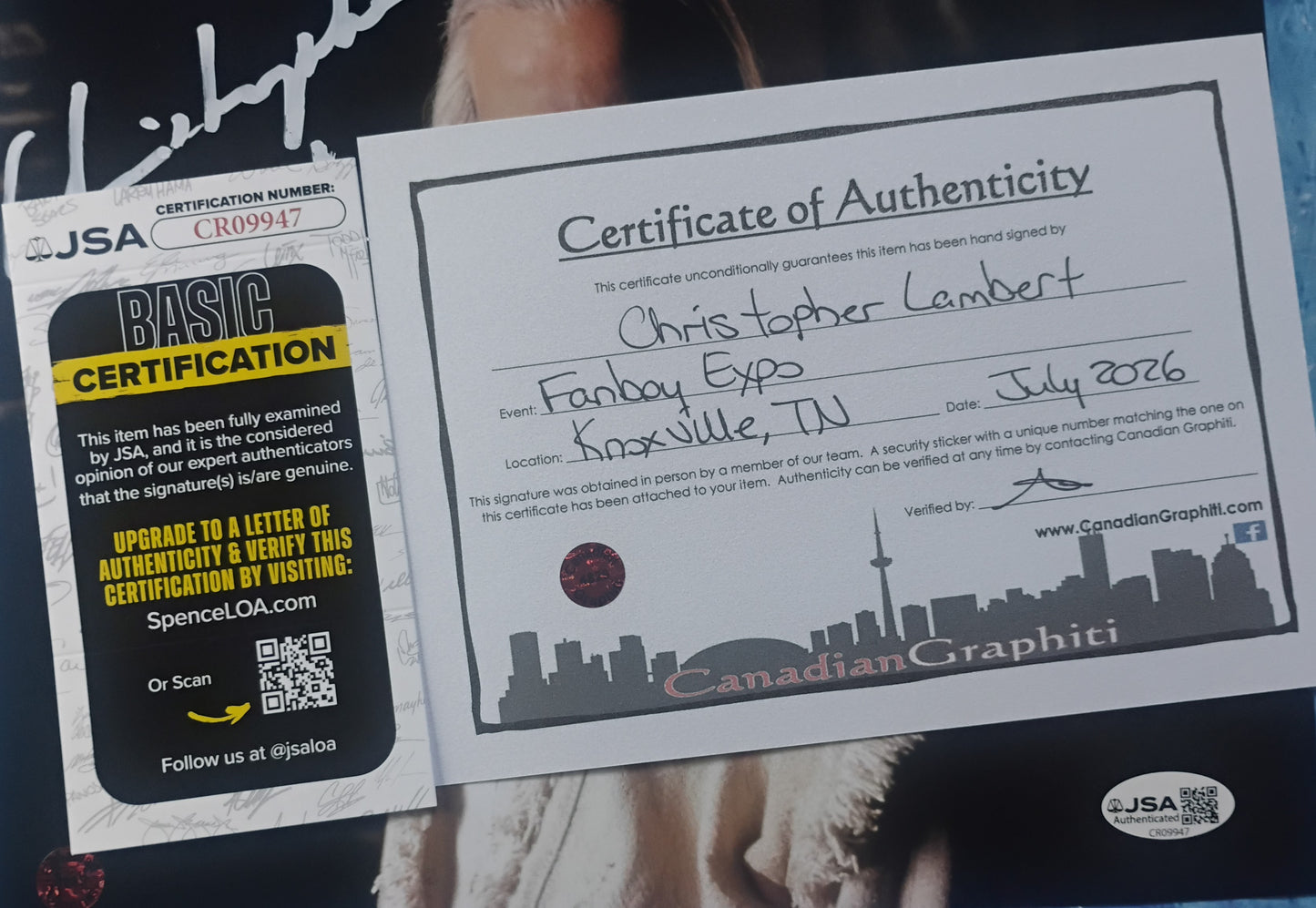Christopher Lambert Hand Signed Autograph 8x10 Photo JSA COA Mortal Kombat
