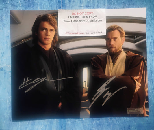Hayden Christensen & Ewan McGregor Hand Signed Autograph 8x10 Photo COA Star Wars