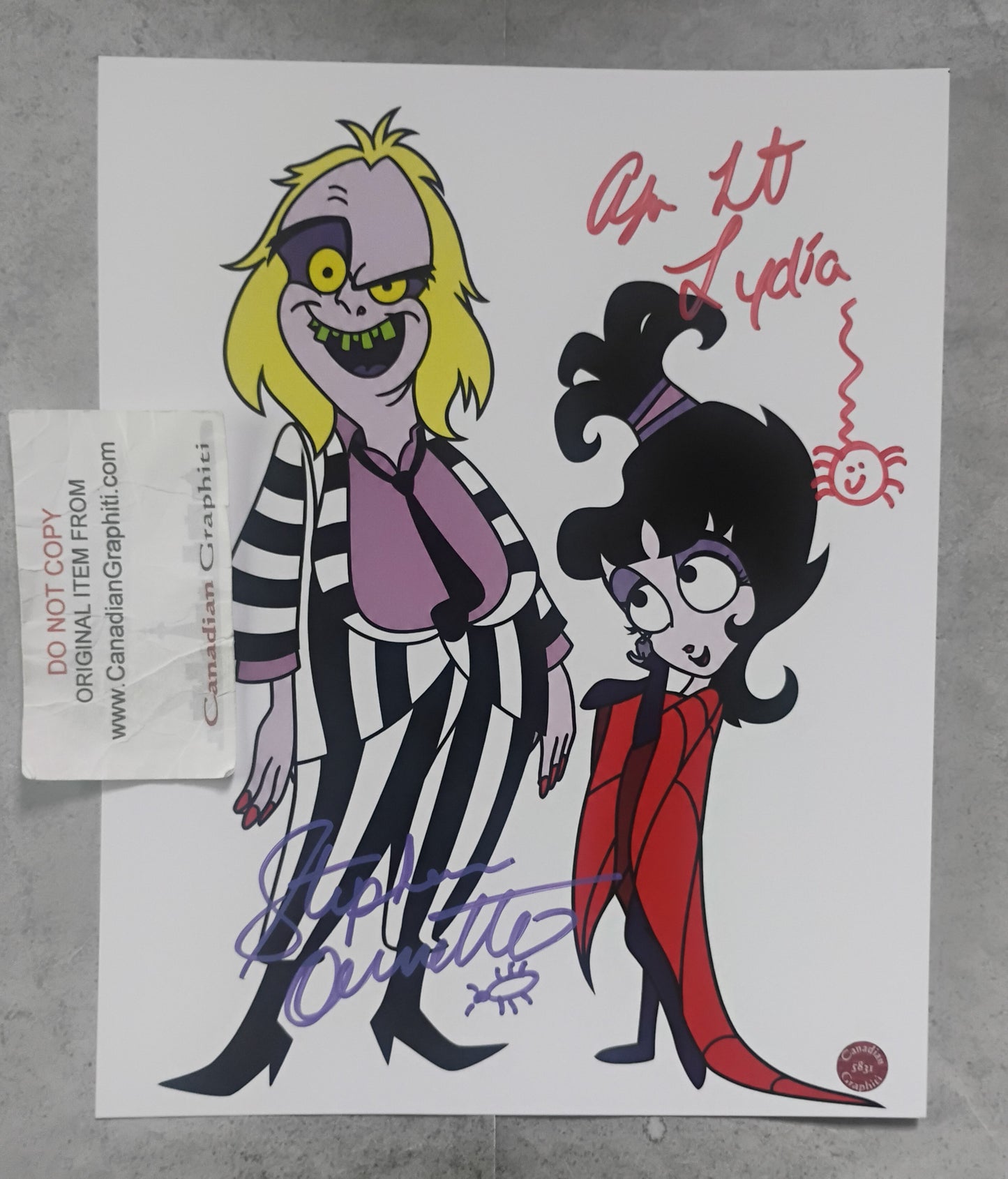 Alyson Court & Stephen Ouimette Hand Signed Autograph 8x10 Photo COA Beetlejuice