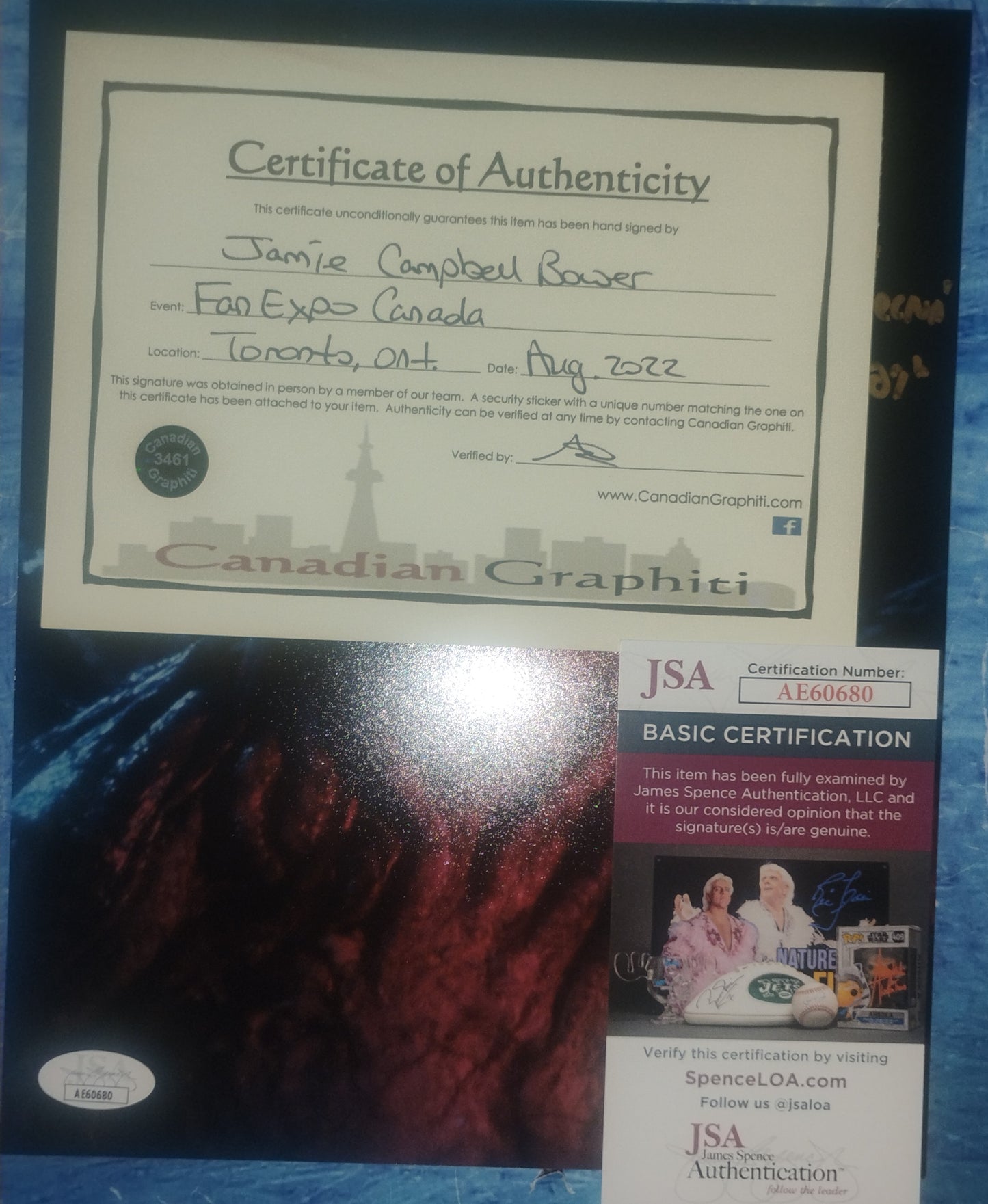 Jamie Campbell Bower Hand Signed Autograph 8x10 Photo JSA COA Stranger Things