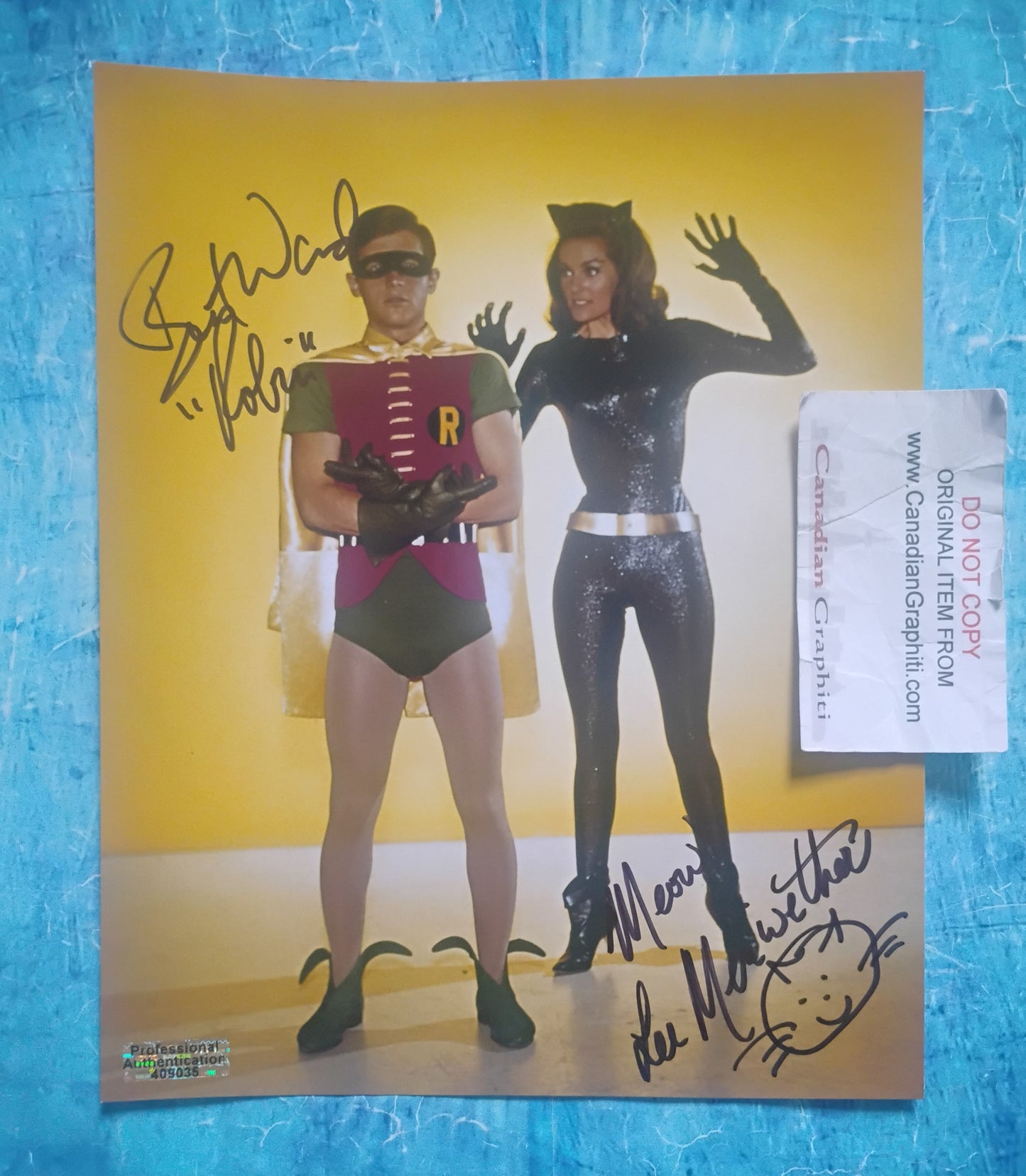 Burt Ward & Lee Meriwether Hand Signed Autograph 8x10 Photo COA