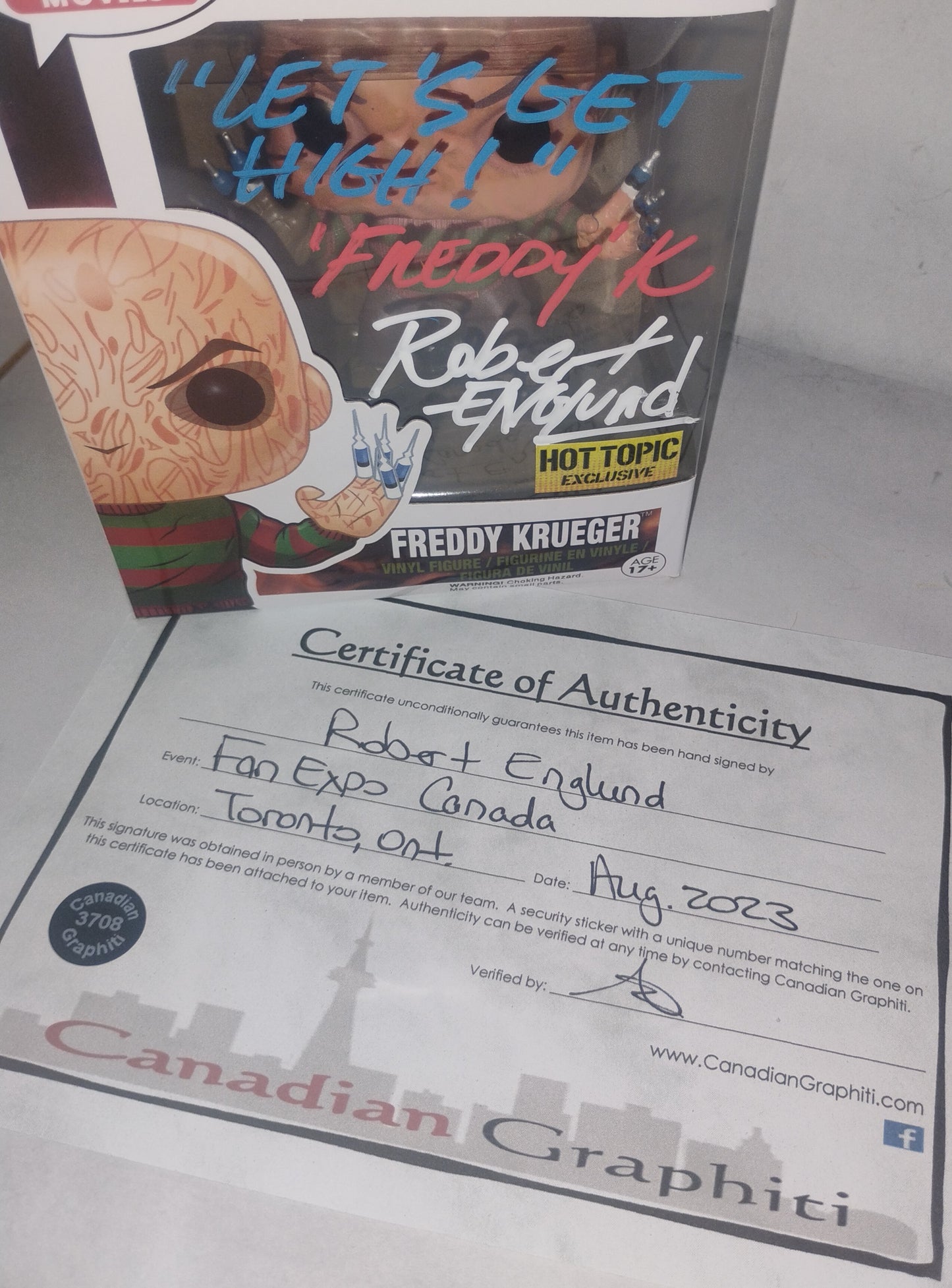 Robert Englund Hand Signed Autograph Freddy Krueger Funko Pop COA