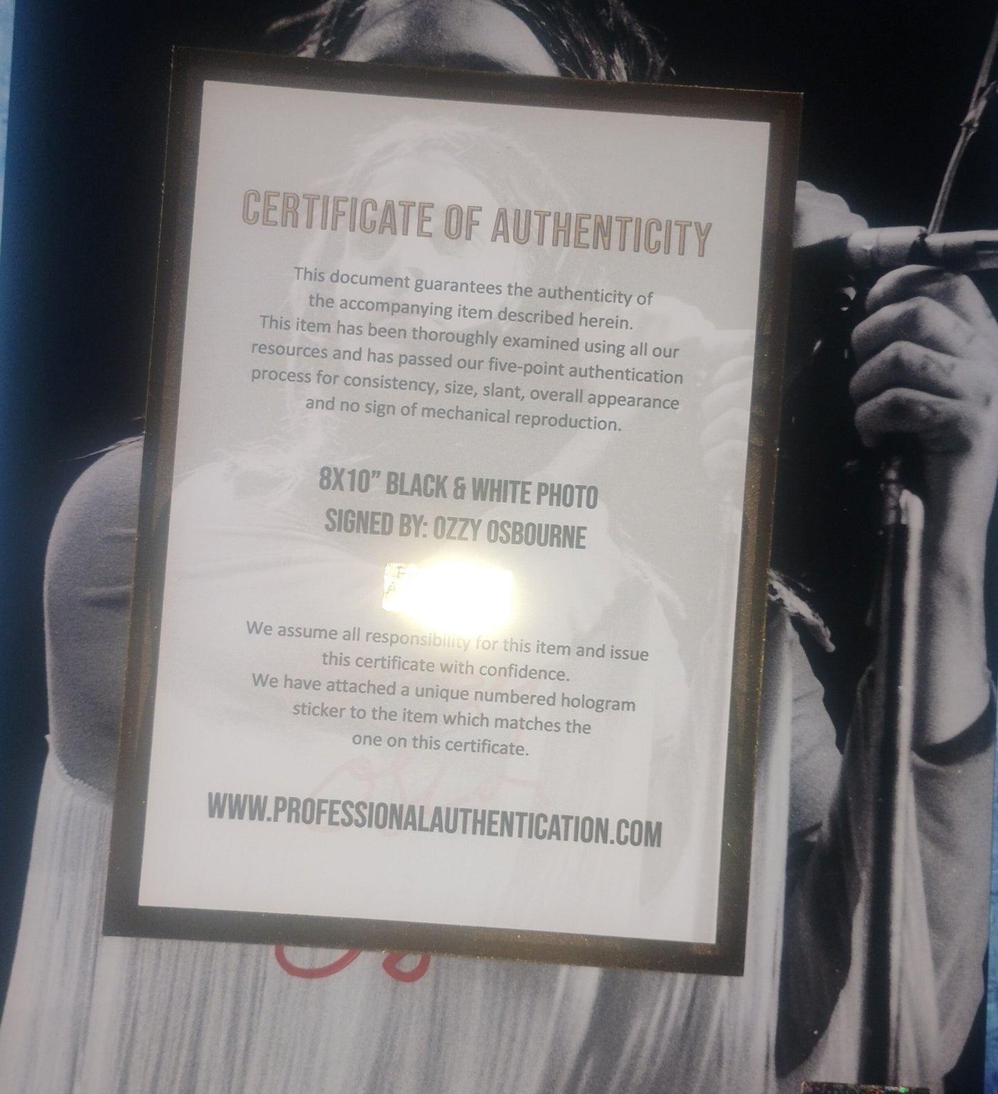 Ozzy Osbourne Hand Signed Autograph 8x10 Photo COA