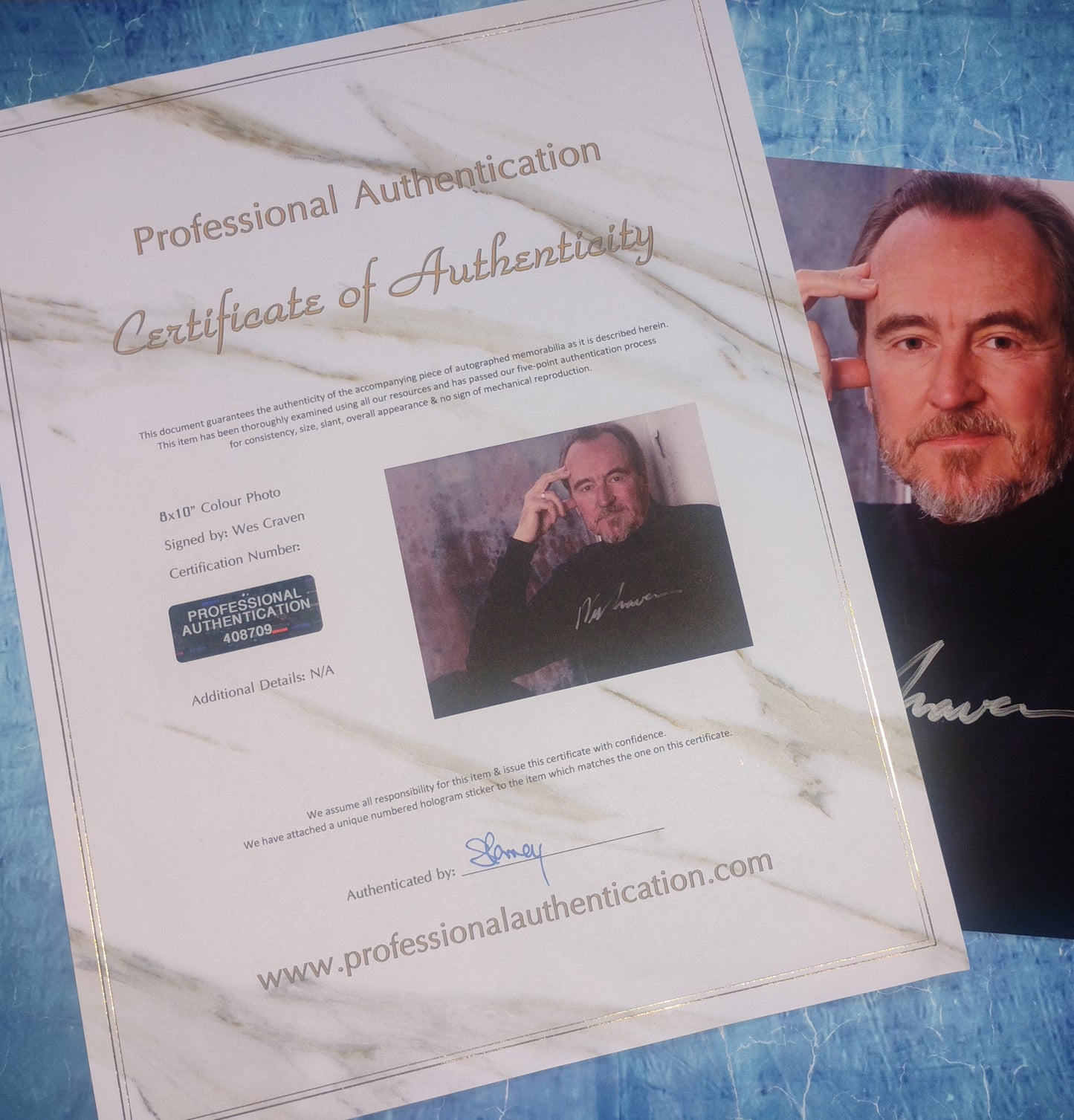 Wes Craven Hand Signed Autograph 8x10 Photo COA