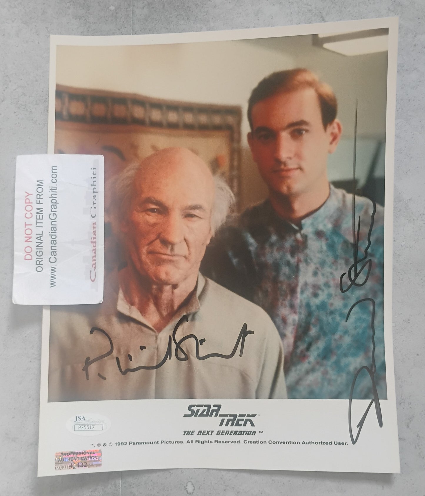 Patrick Stewart & Daniel Stewart Hand Signed Autograph 8x10 Photo JSA COA Star Trek