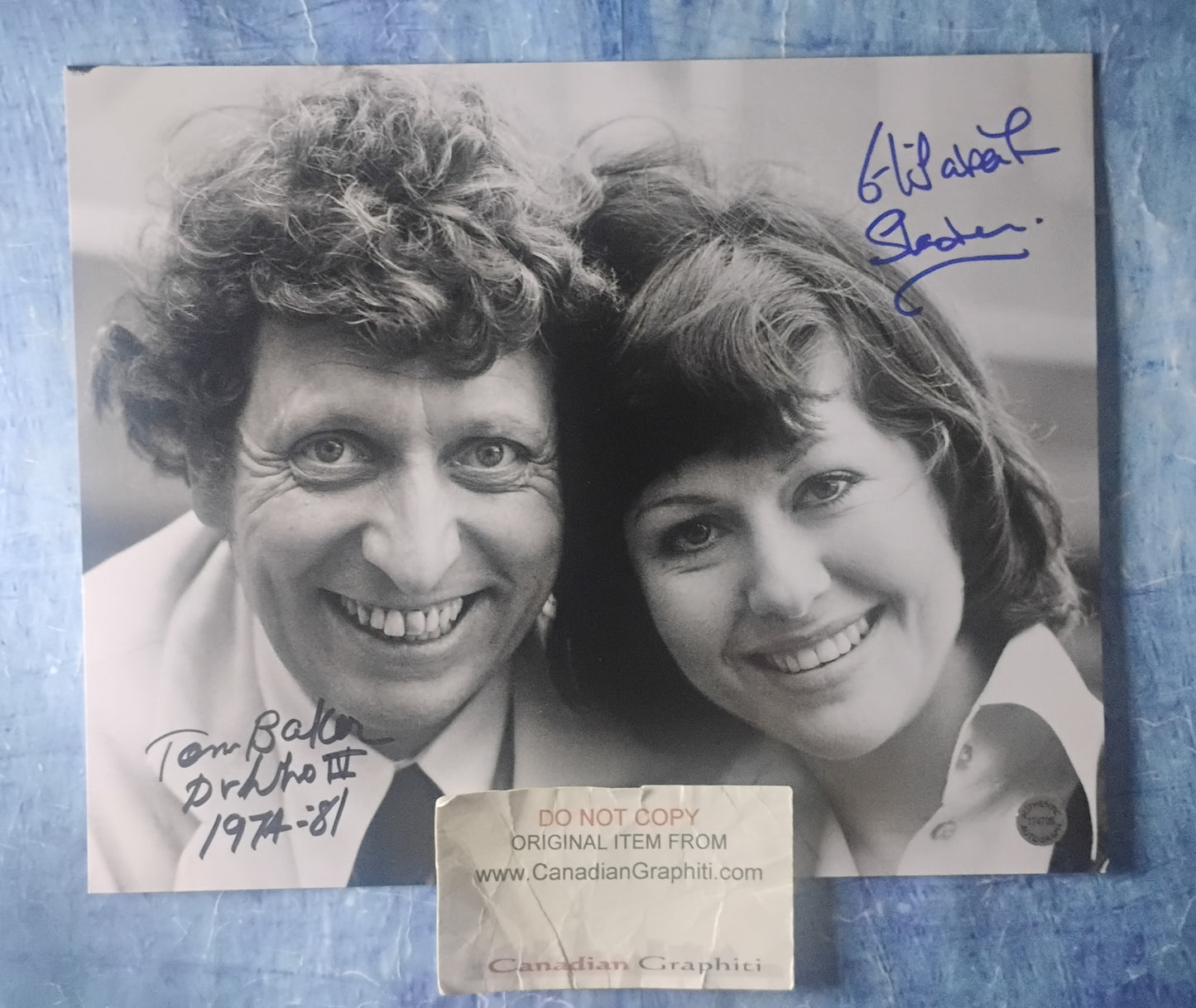 Tom Baker & Elisabeth Sladen Hand Signed Autograph 8x10 Photo COA Doctor Who
