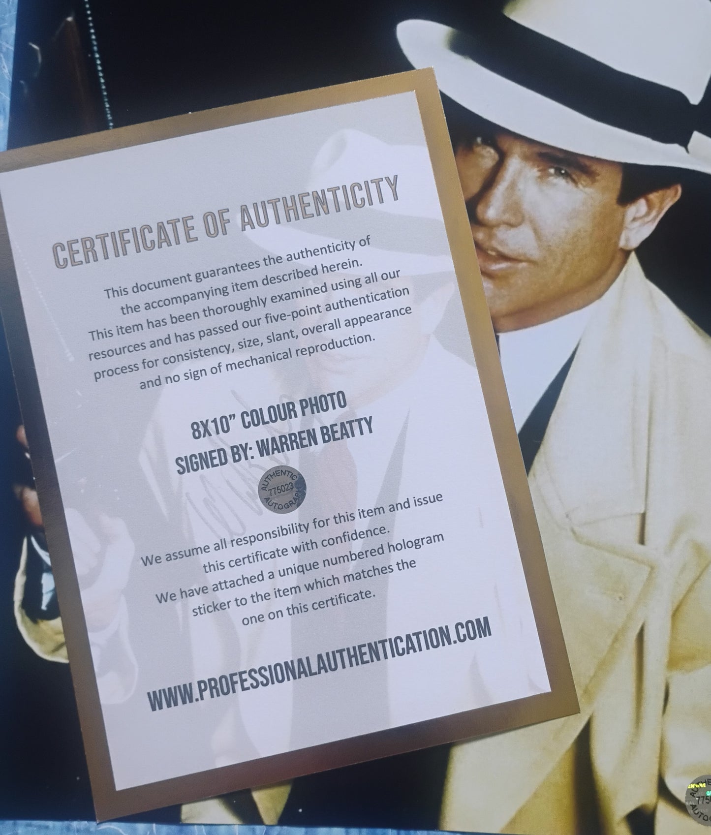 Warren Beatty Hand Signed Autograph 8x10 Photo COA Dick Tracy