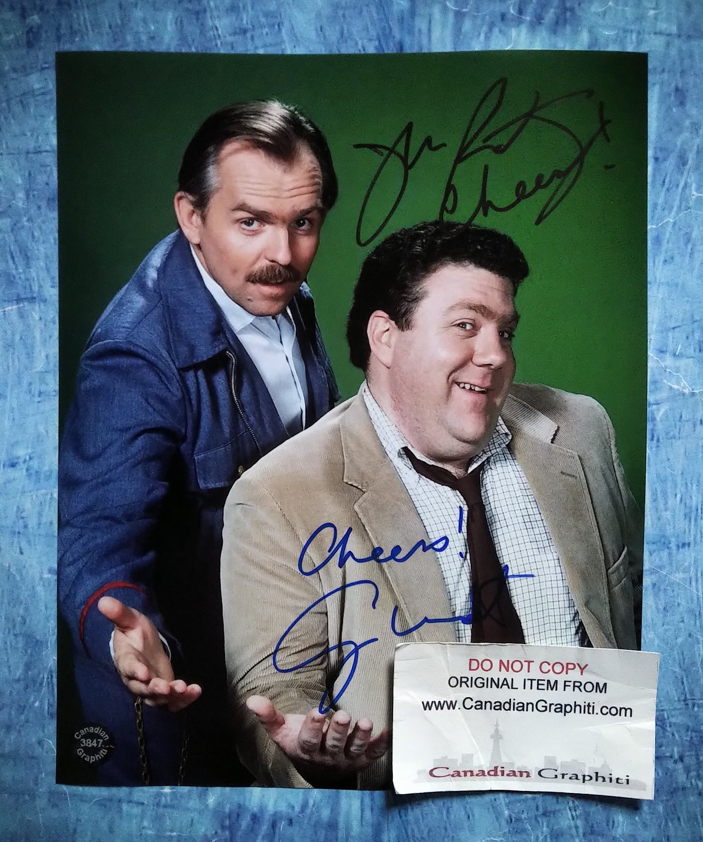 George Wendt & John Ratzenberger Hand Signed Autograph 8x10 Photo COA Cheers