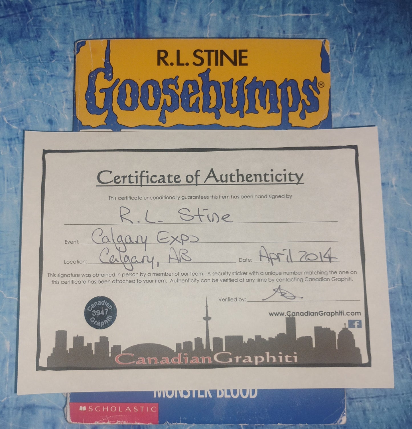 R.L. Stine Hand Signed Autograph Goosebumps Book COA