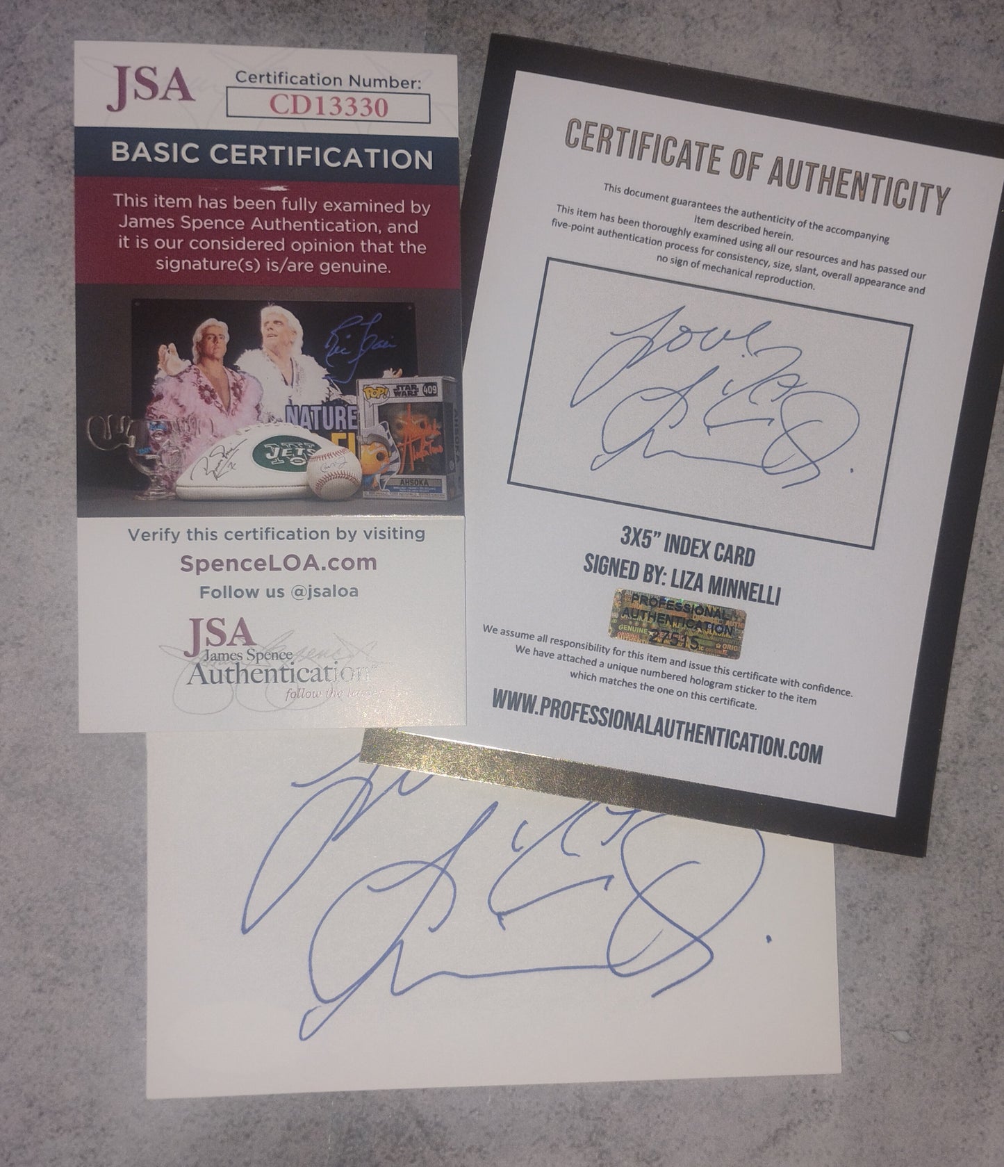 Liza Minnelli Hand Signed Autograph Index Card JSA COA