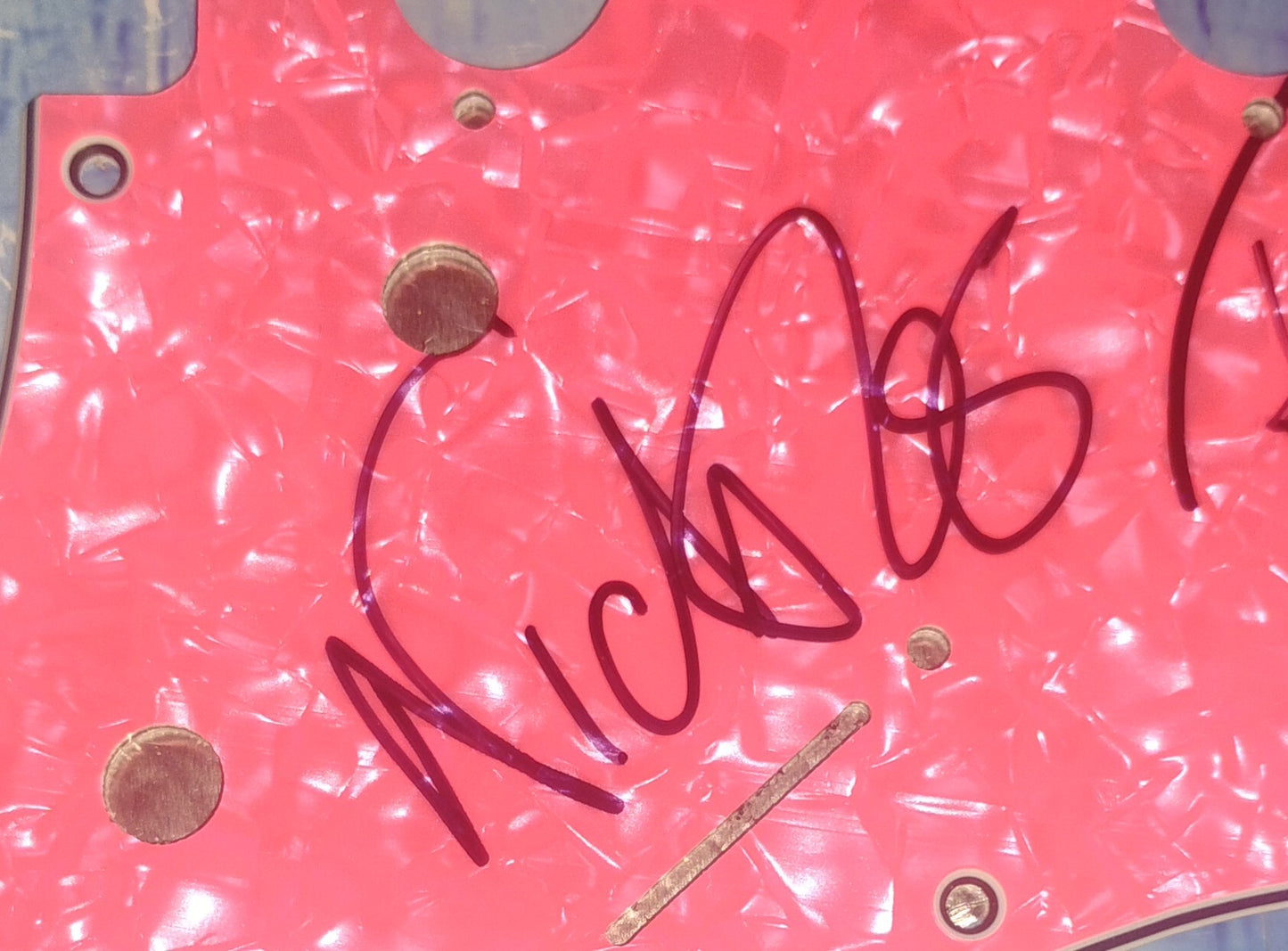 Roger Waters & Nick Mason Hand Signed Autograph Guitar Pick Guard COA Pink Floyd