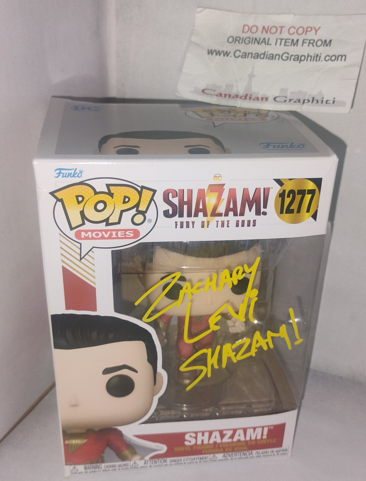 Zachary Levi Hand Signed Autograph Shazam Funko Pop COA