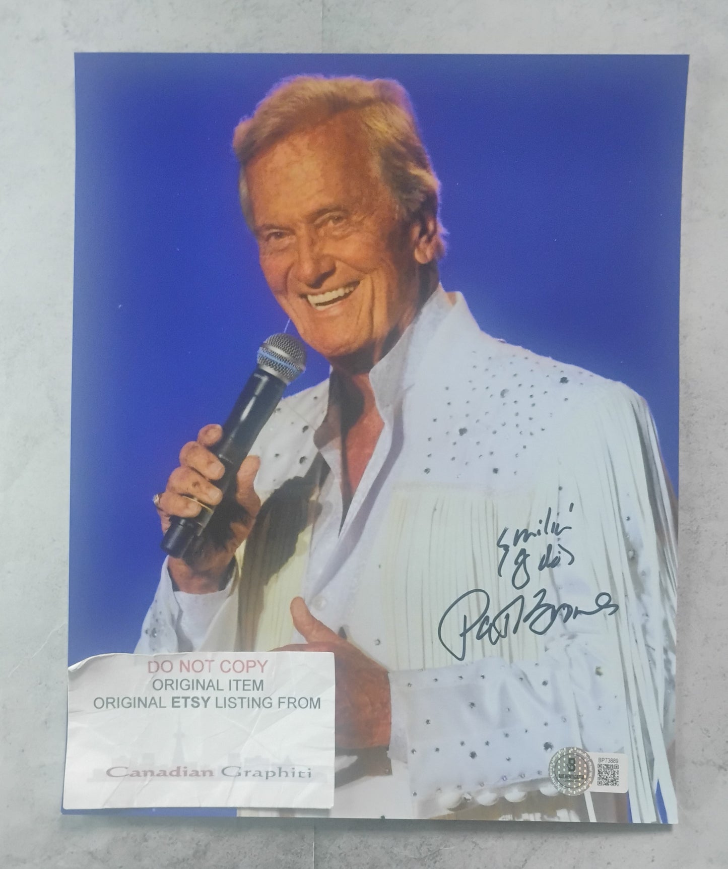 Pat Boone Hand Signed Autograph 8x10 Photo BAS COA