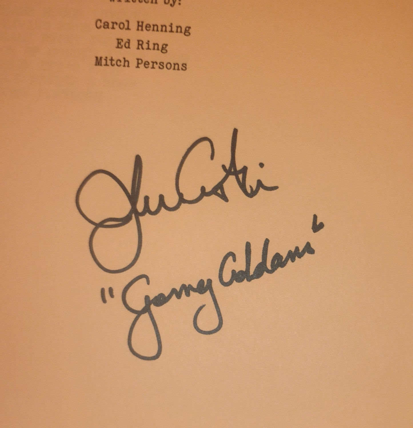 John Astin & Felix Silla Hand Signed Autograph The Addams Family Script COA
