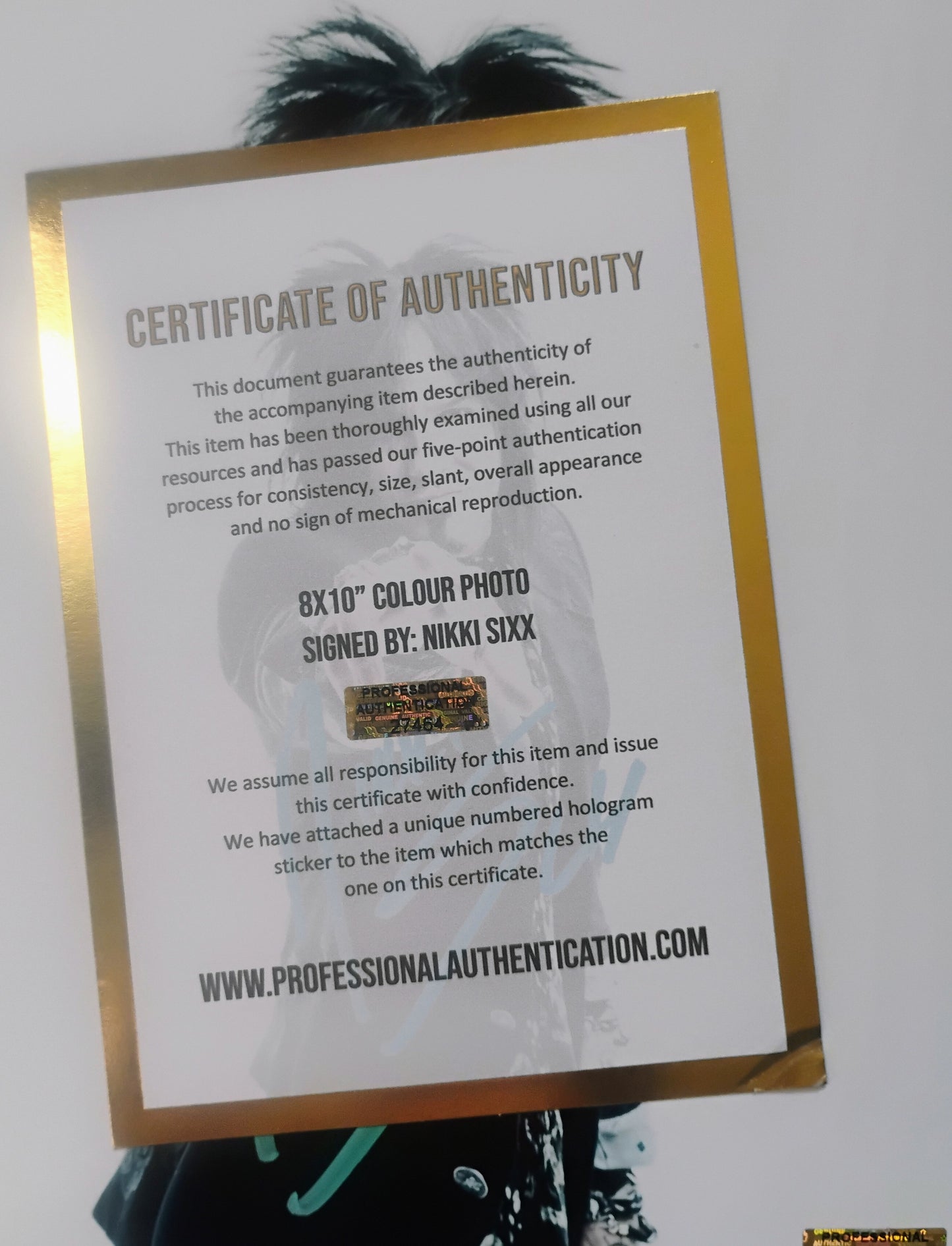 Nikki Sixx Hand Signed Autograph 8x10 Photo COA Motley Crue