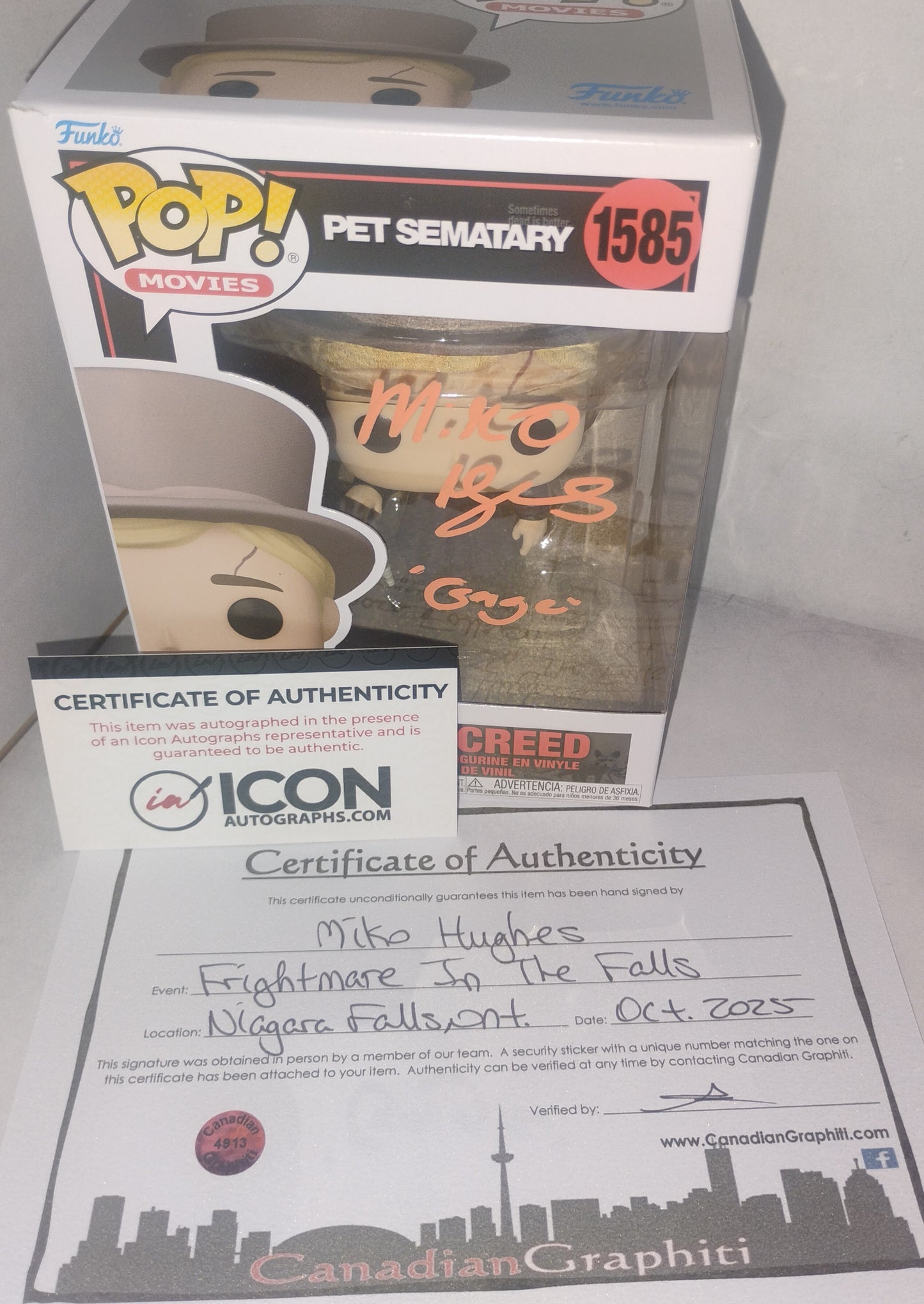 Miko Hughes Hand Signed Autograph Pet Sematary Funko Pop COA