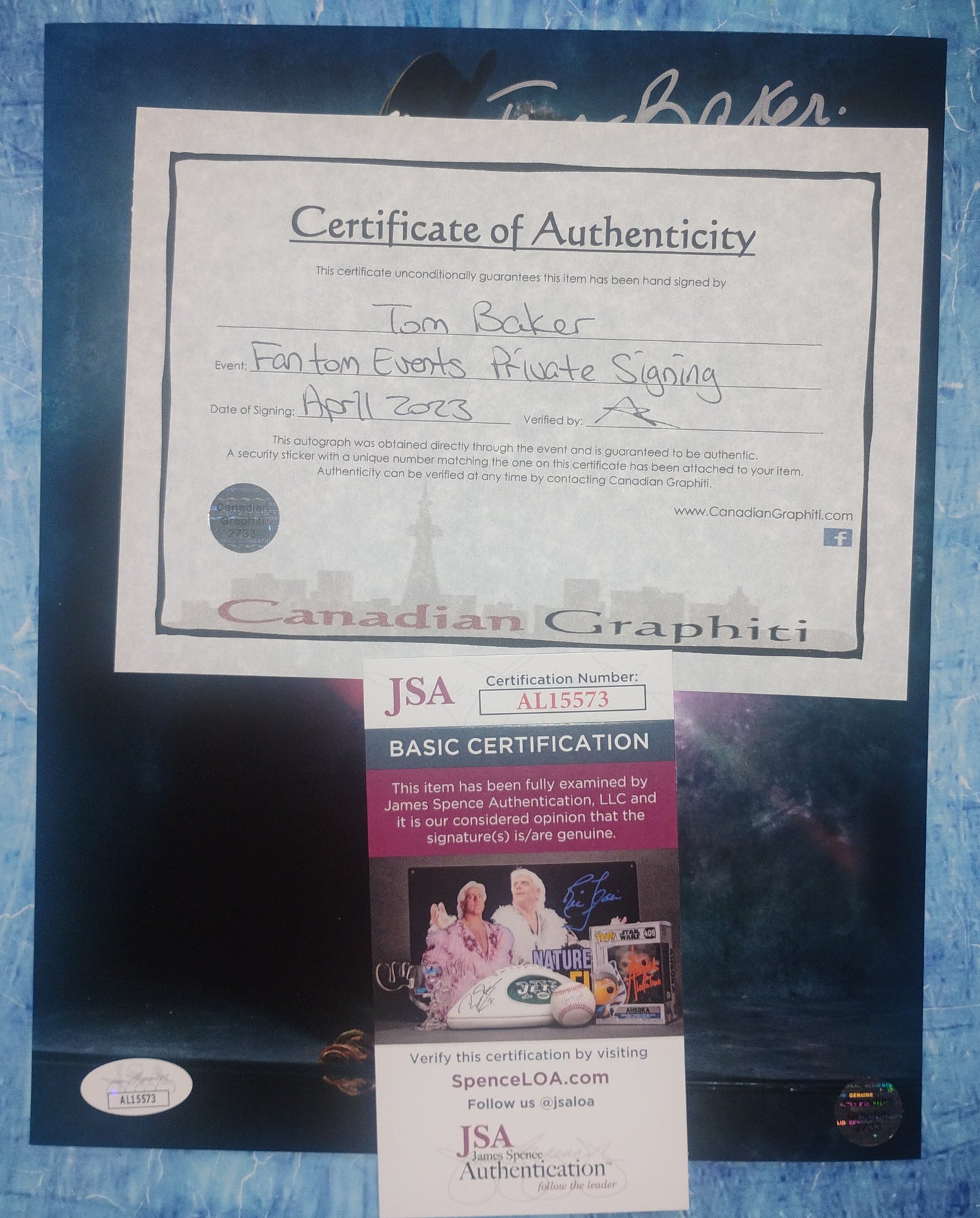 Tom Baker Hand Signed Autograph 8x10 Photo JSA COA Doctor Who