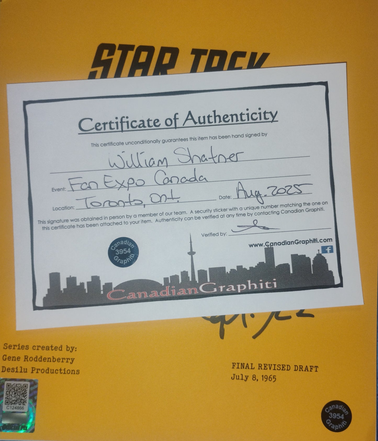 William Shatner Hand Signed Autograph Star Trek Script OPix COA