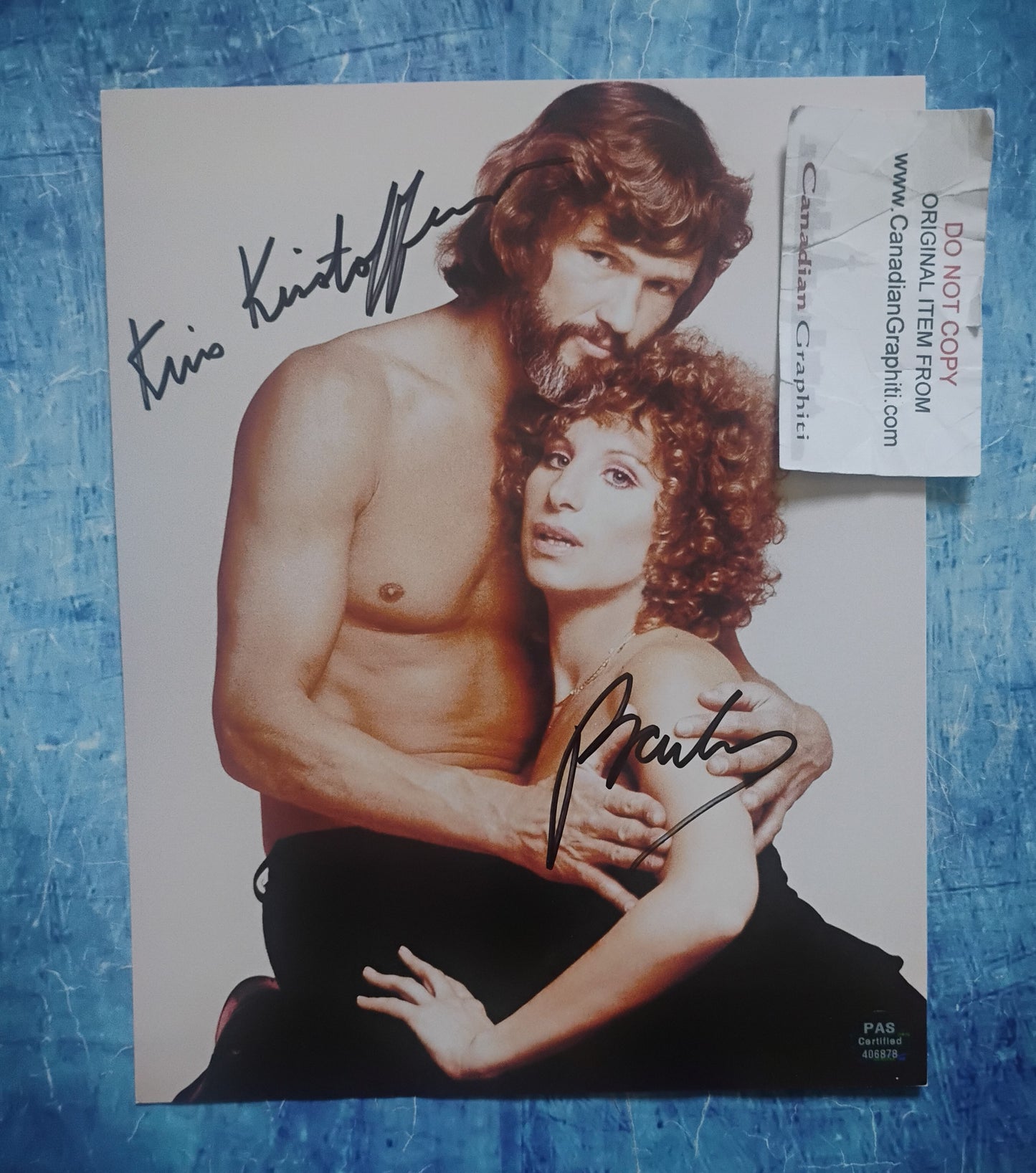 Barbra Streisand & Kris Kristofferson Hand Signed Autograph 8x10 Photo COA