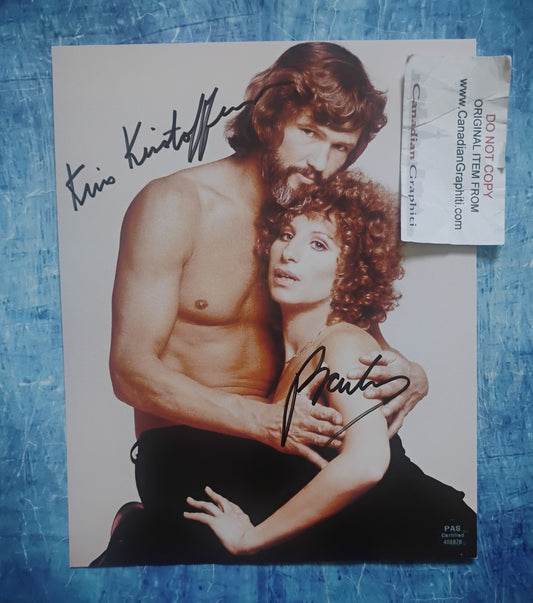 Barbra Streisand & Kris Kristofferson Hand Signed Autograph 8x10 Photo COA