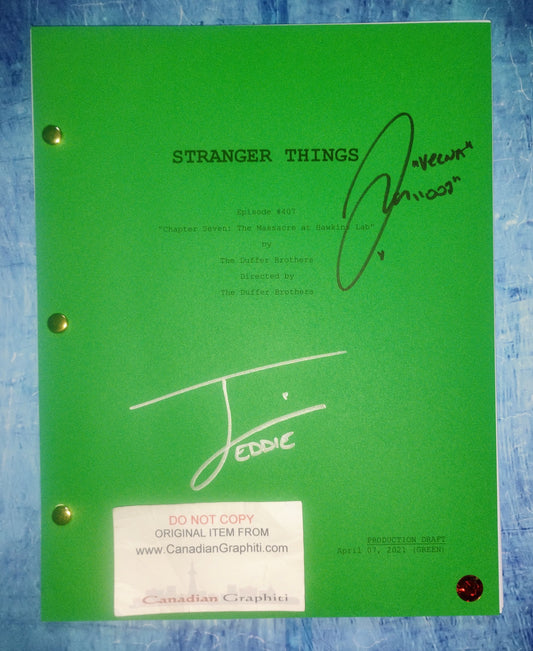 Joseph Quinn & Jamie Campbell Bower Hand Signed Autograph Stranger Things Script COA