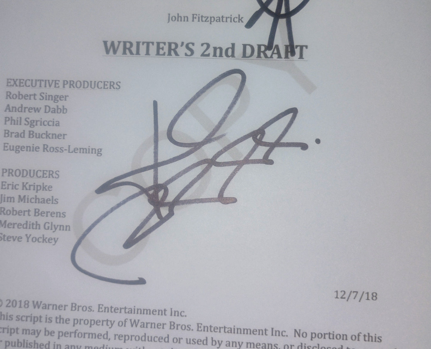 Supernatural 3x Hand Signed Autograph Script COA Jensen Ackles, Jared Padalecki