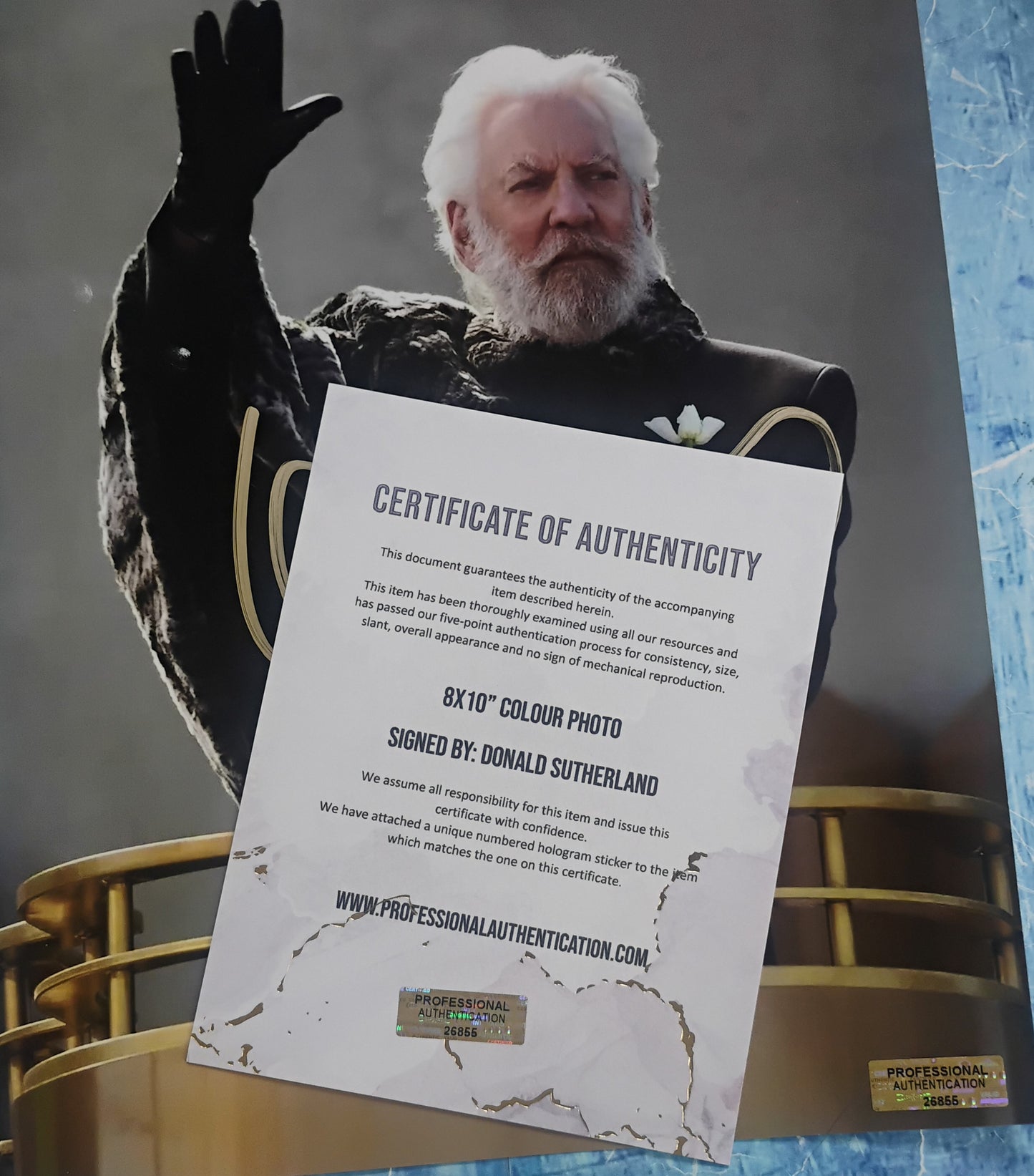 Donald Sutherland Hand Signed Autograph 8x10 Photo COA Hunger Games
