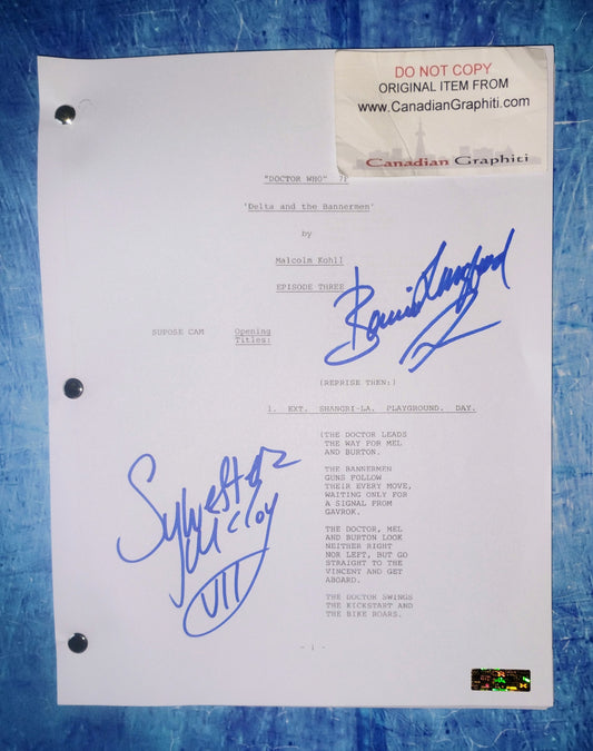 Sylvester McCoy & Bonnie Langford Hand Signed Autograph Doctor Who Script COA