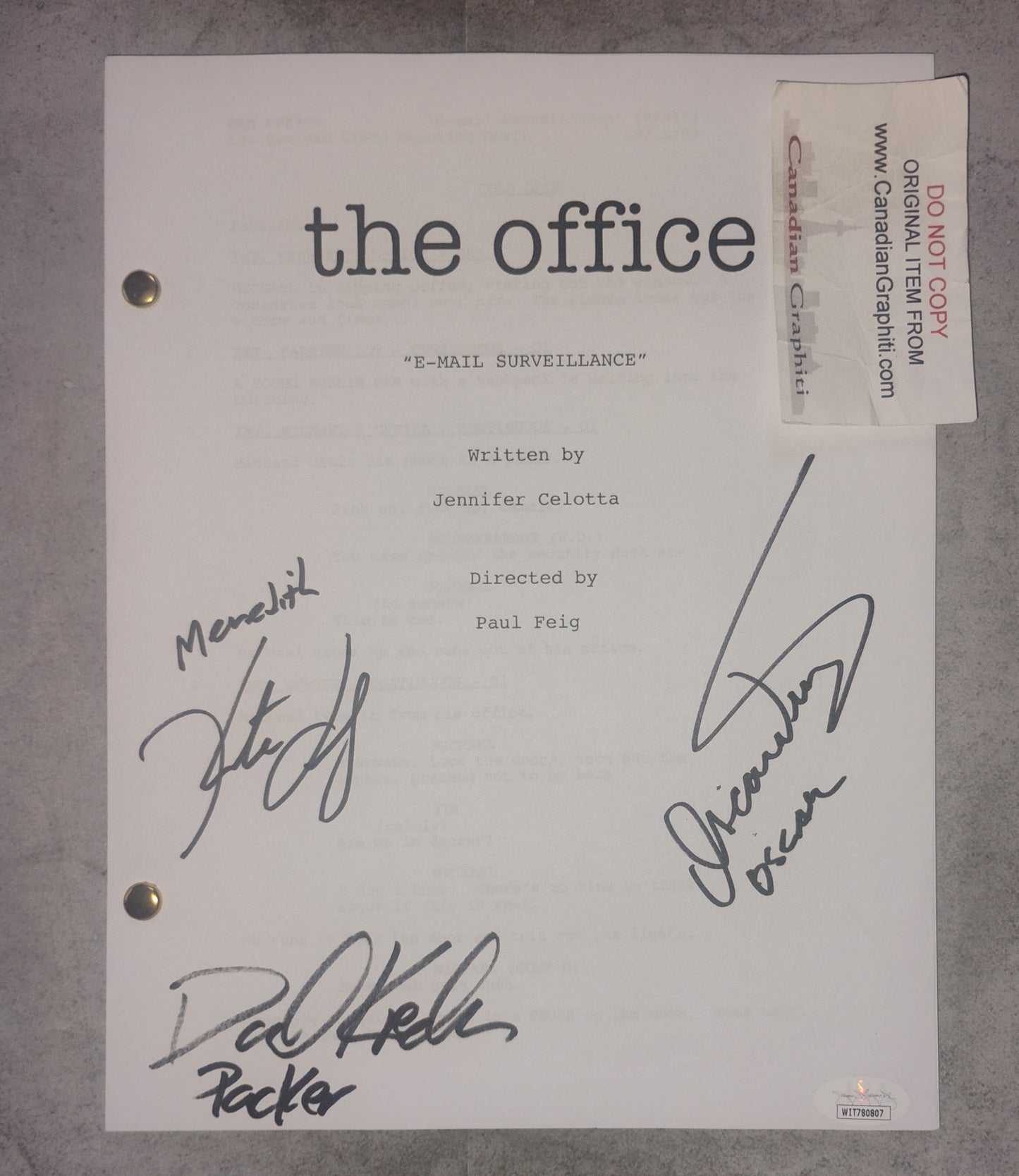 The Office 3x Cast Hand Signed Autograph Script COA
