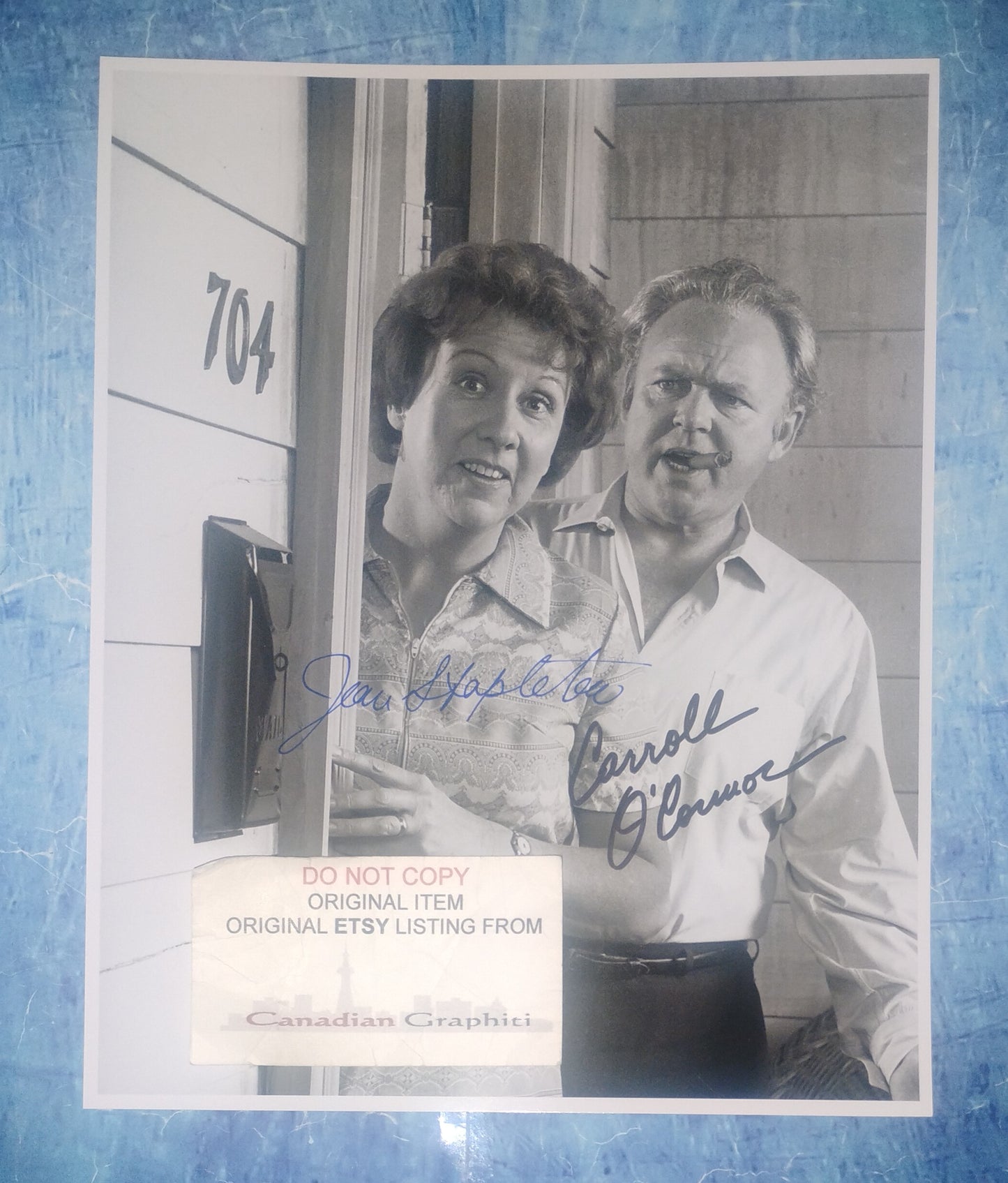 Carroll O'Connor & Jean Stapleton Hand Signed Autograph 8x10 Photo COA