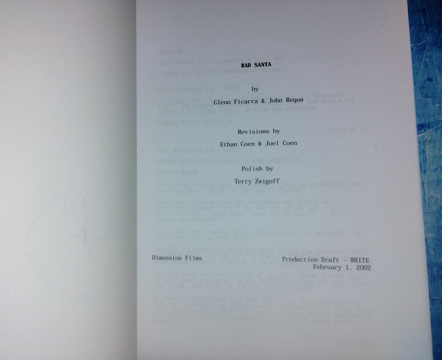 Billy Bob Thornton Hand Signed Autograph Bad Santa Script JSA COA