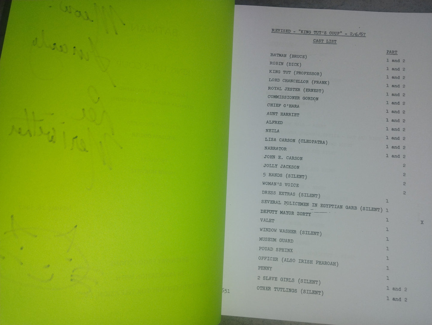 Lee Meriwether Hand Signed Autograph Batman Script COA