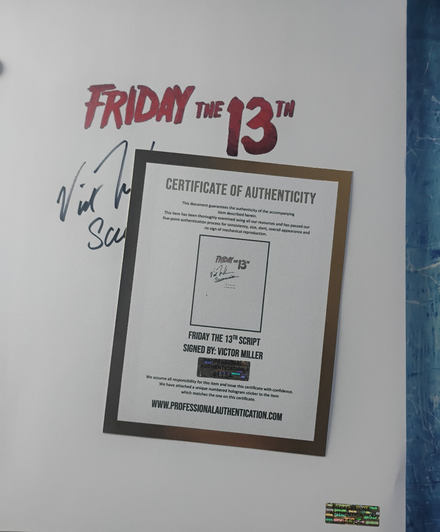 Victor Miller Hand Signed Autograph Friday The 13th Script COA