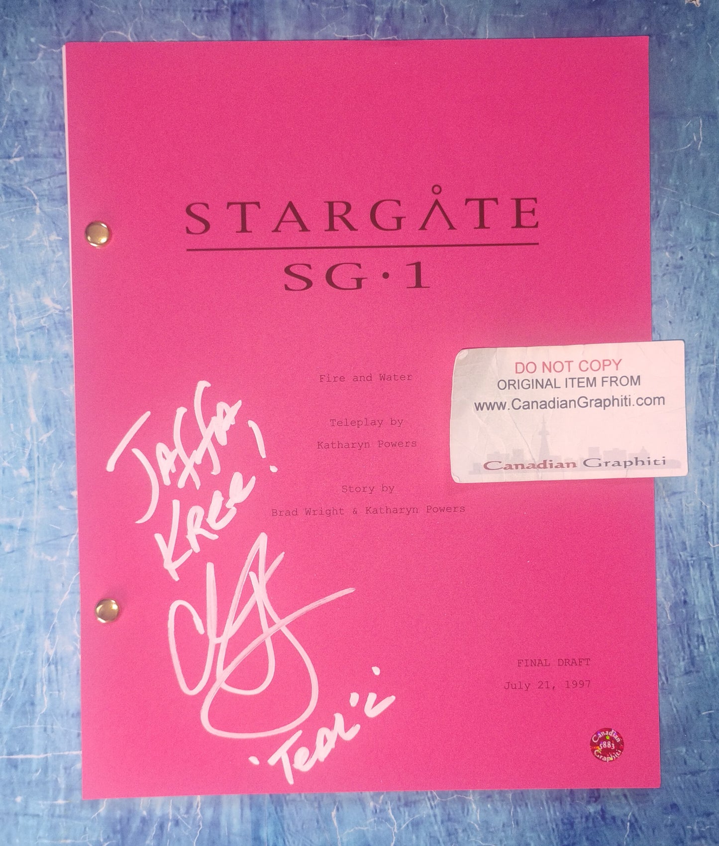 Christopher Judge Hand Signed Autograph Stargate Script OPix COA