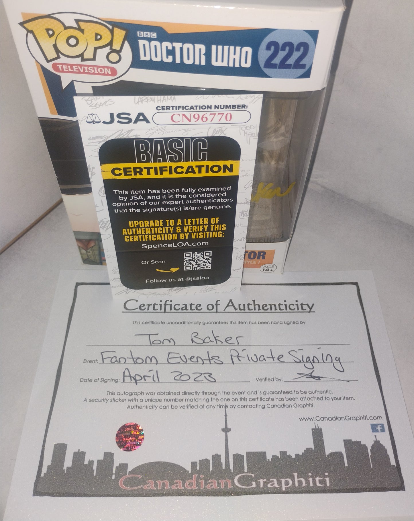 Tom Baker Hand Signed Autograph Doctor Who Funko Pop JSA COA