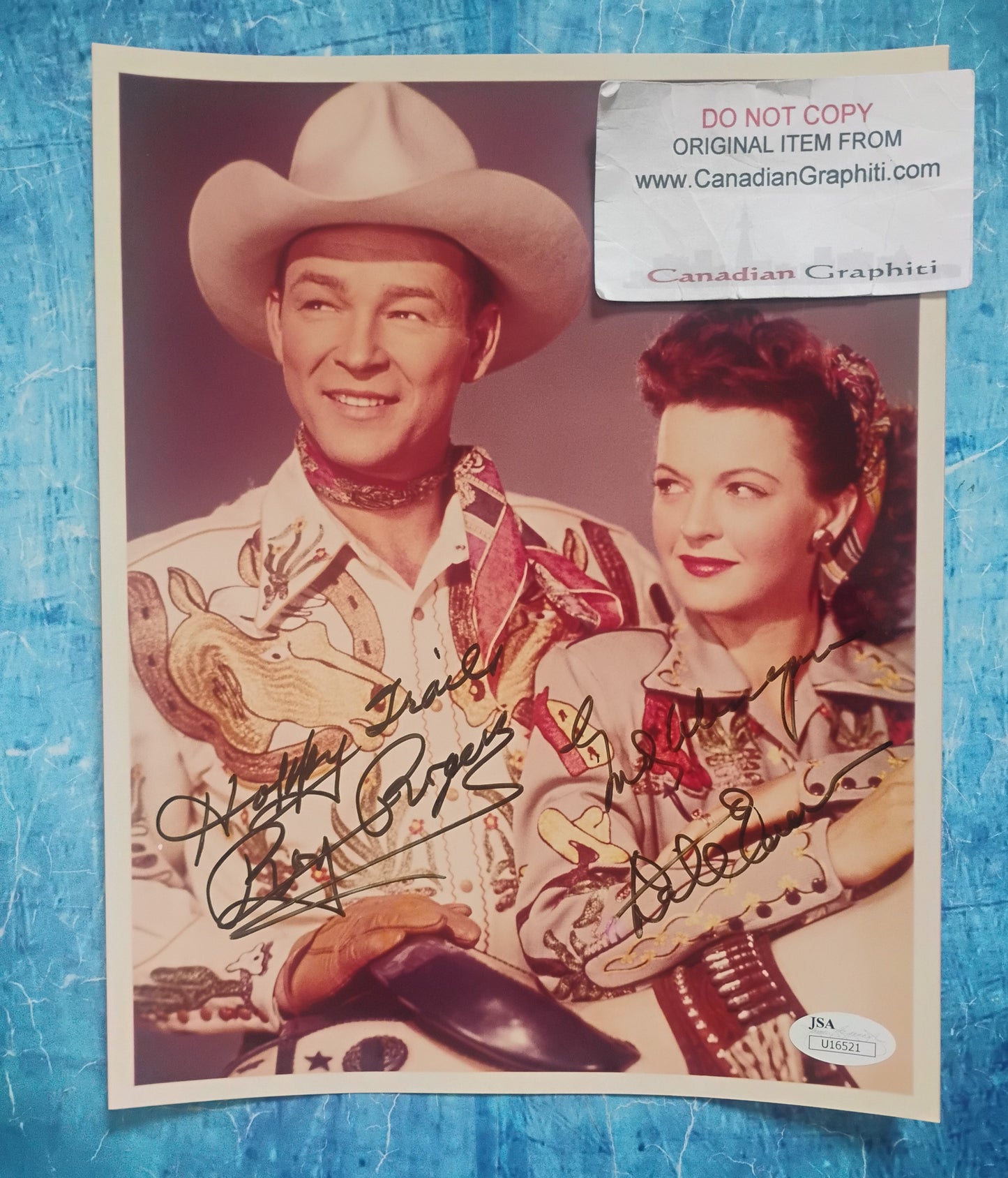 Roy Rogers & Dale Evans Hand Signed Autograph 8x10 Photo JSA COA