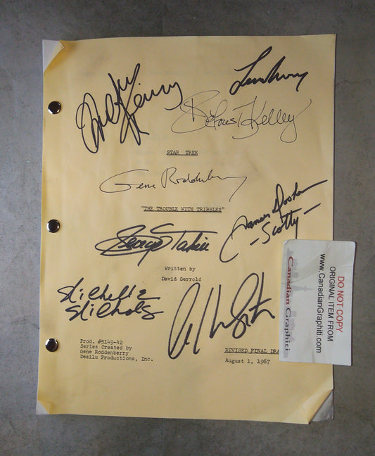 Star Trek 8x Cast Hand Signed Autograph Script COA Gene Roddenberry, Leonard Nimoy, William Shatner