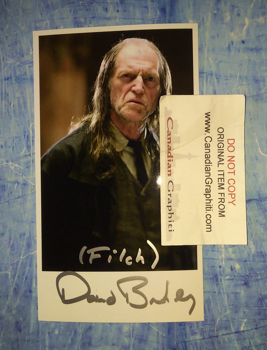 David Bradley Hand Signed Autograph Photo COA Harry Potter