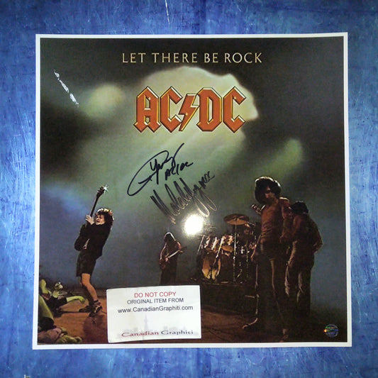 Angus Young & Malcolm Young AC/DC Hand Signed Autograph 12x12 Photo COA