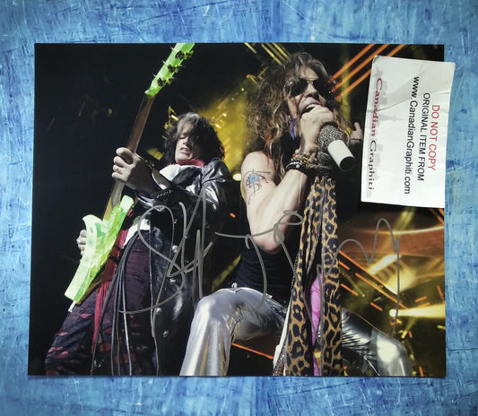 Joe Perry & Steven Tyler Hand Signed Autograph 8x10 Photo JSA COA Aerosmith