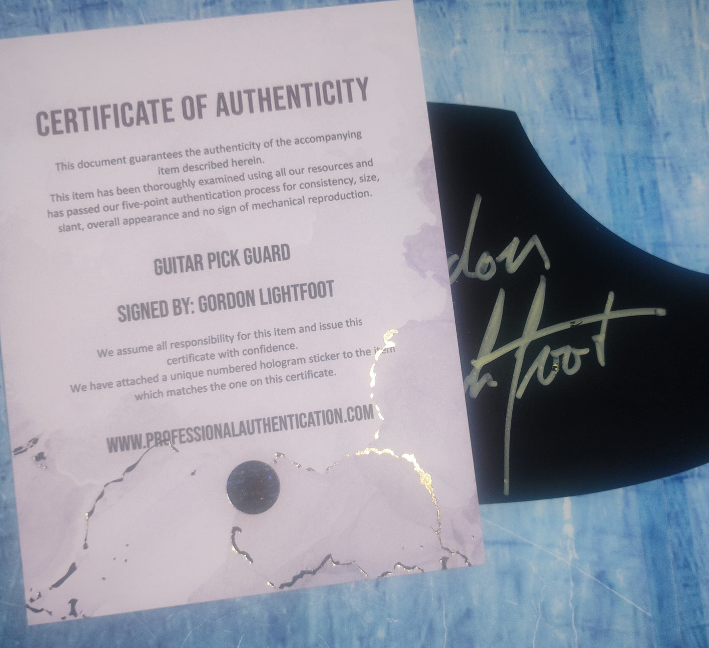 Gordon Lightfoot Hand Signed Autograph Guitar Pick Guard COA