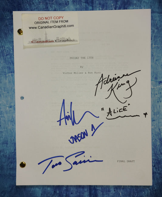 Friday The 13th Cast Hand Signed Autograph Script COA Tom Savini, Adrienne King, Ari Lehman