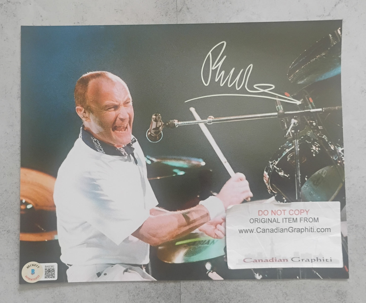 Phil Collins Hand Signed Autograph 8x10 Photo BAS COA