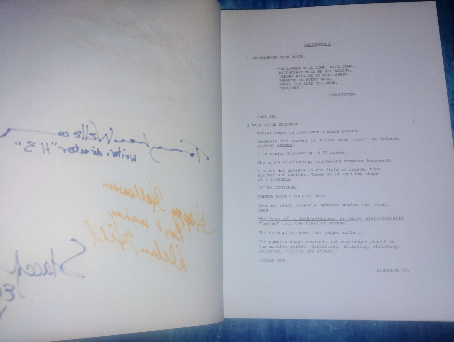 Halloween 3 Hand Signed Autograph Script COA Debra Hill